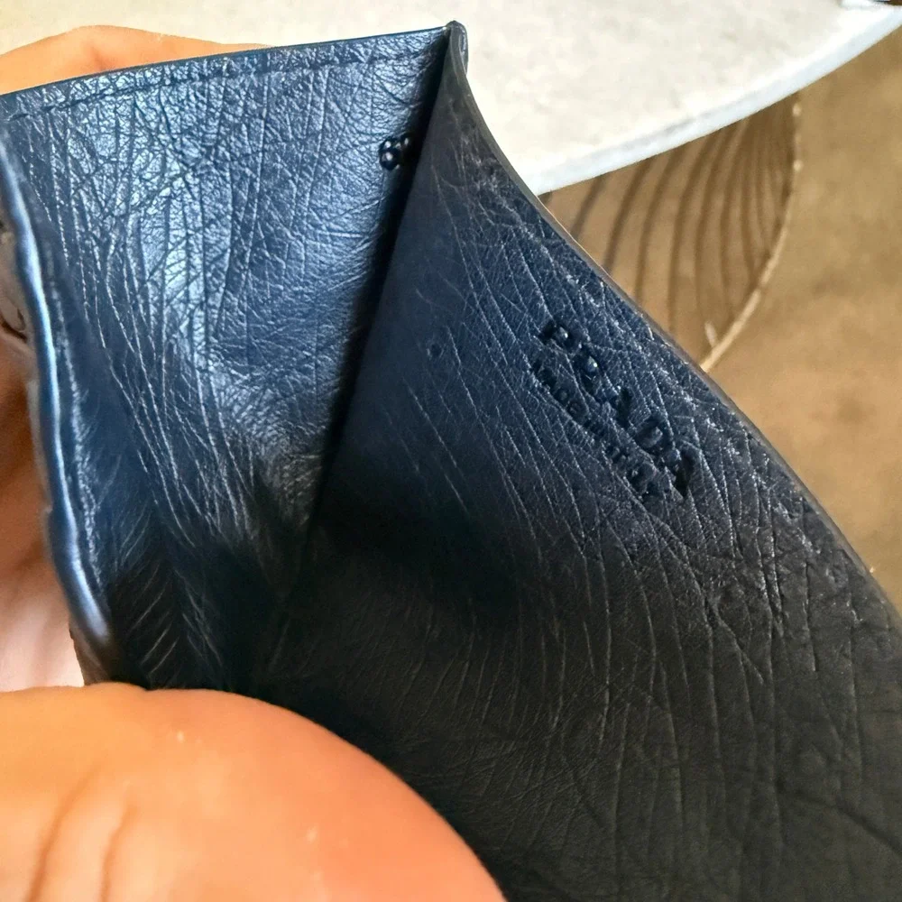 Prada Bleu Ostrich Leather Card Holder Wallet 2MC223 Struzzo Navy Blue Italy